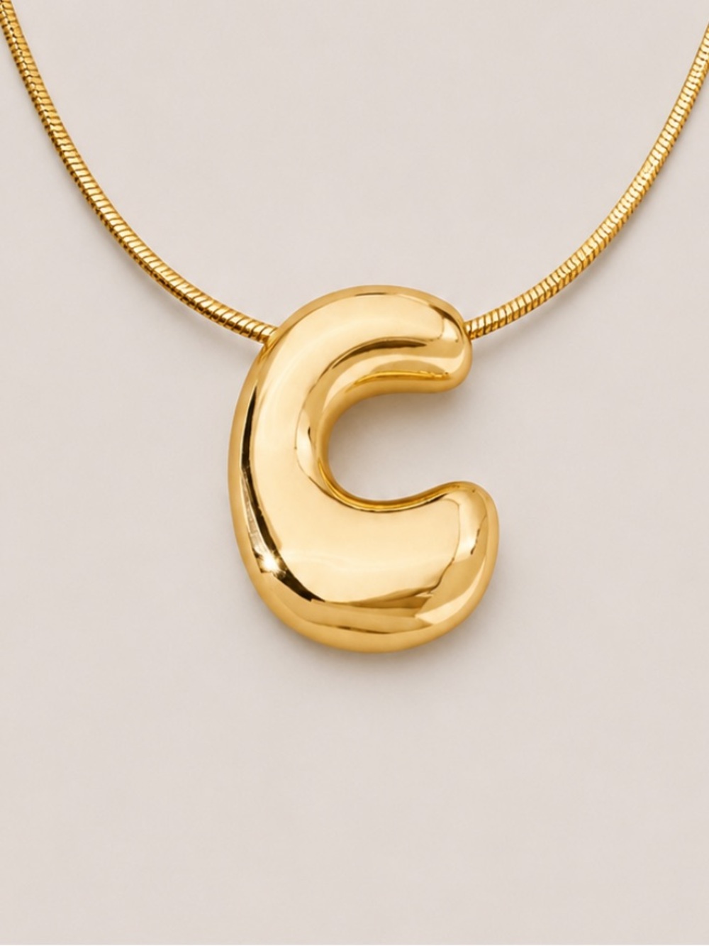 New! Gold Bubble Monogram Initial Letter Necklace NWOT